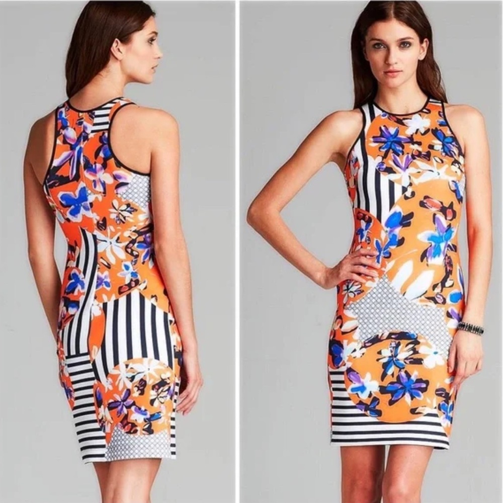 Clover Canyon Prism Orchid Abstract Digital Print Neoprene Mini Dress Medium